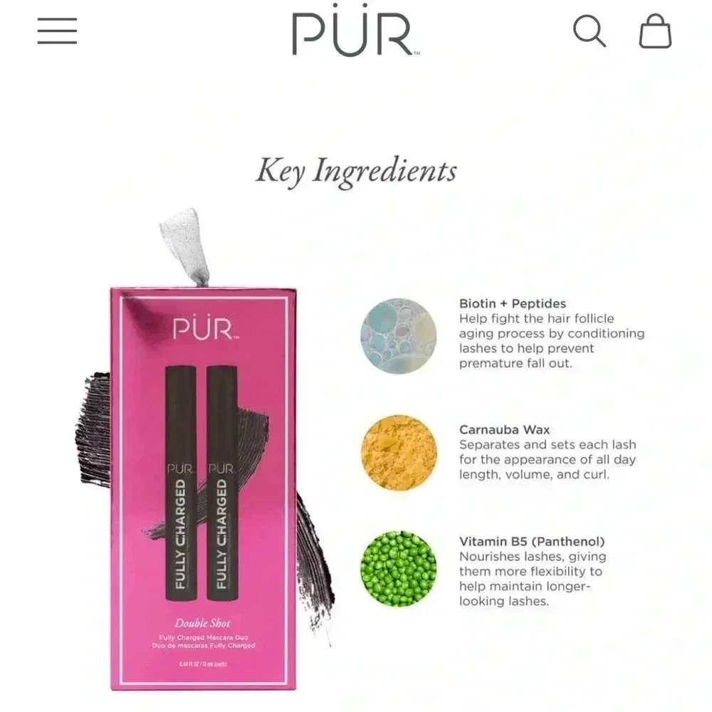 PUR brand double shot‎ mascara NWT